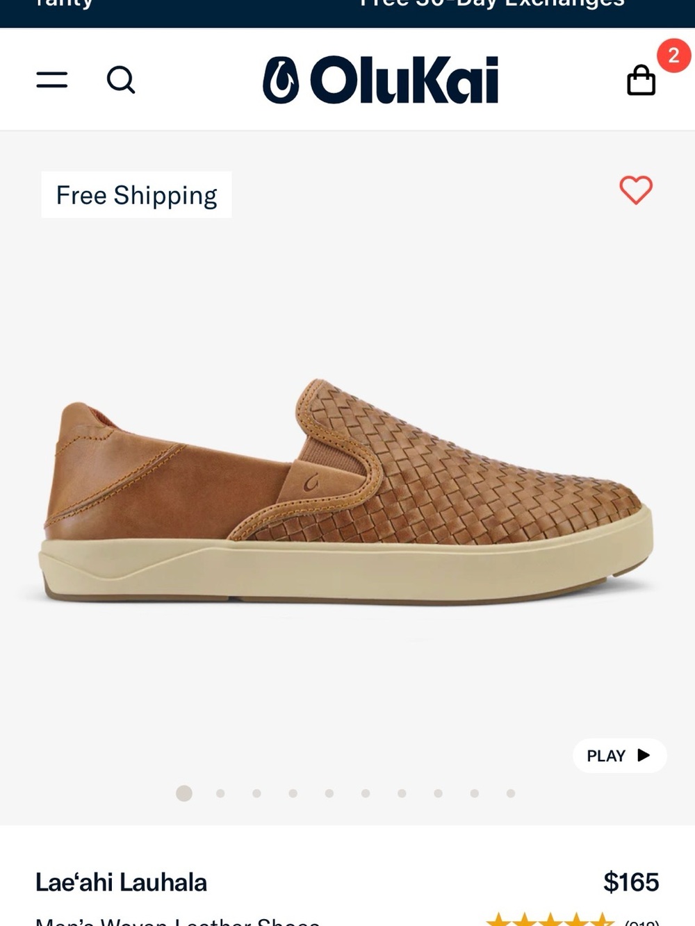 Olukai Lae‘ahi Lauhala Woven Leather Slip On Shoes Fox Brown 10486-FXFX Sz11.5